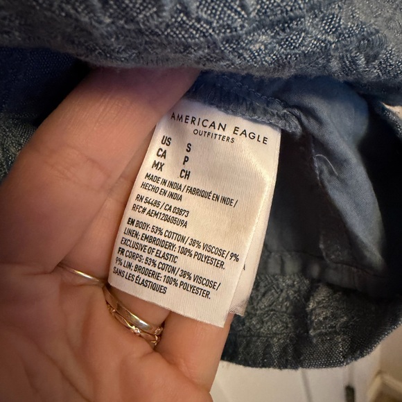 American Eagle Square Neck Blue Crop Top Embroidered size small boho babydoll - Picture 8 of 10